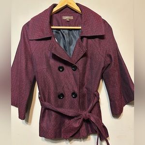 JESSICA Double Breasted Burgundy Belted Blazer